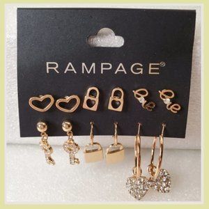 Rampage Six Pack of Heart Earrings